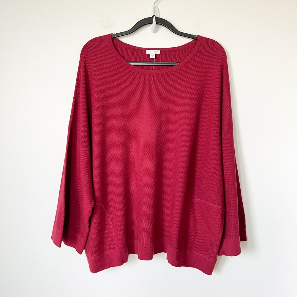 NEW J.Jill Pure Jill Kimono Sleeve Cotton Cashmere Pullover Sweater XL Crimson